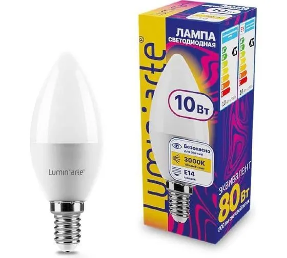 Светодиодная лампа Luminarte LSTD-C37-10W3KE14 10Вт 3000K E14 LSTD-C37-10W3KE14