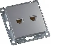 MASTER серебро Розетка комп. 2*RJ45 РСКК-440-06