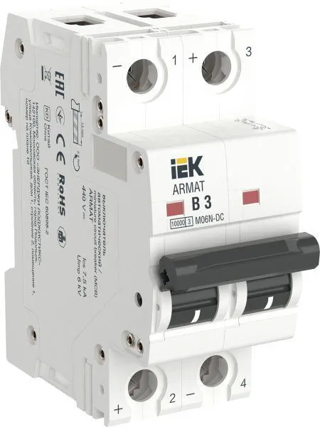 ARMAT Автоматический выключатель M06N-DC 2P B 3А IEK AR-M06N-2-B003DC