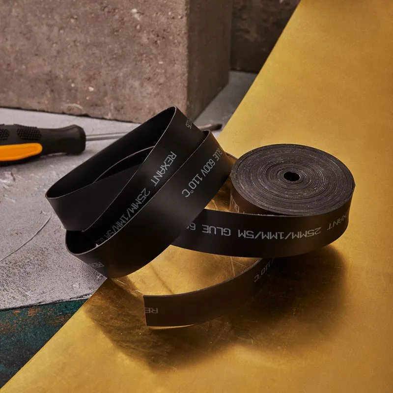 Термоусаживаемая лента с клеевым слоем 25х1,0 мм, черная, ролик 5м, ТЛ-1,0 REXANT - Фото 2