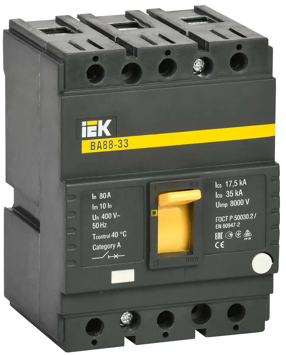Выключатель автоматический ВА88-33 3Р 80А 35кА IEK SVA20-3-0080