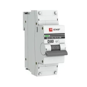 Авт. выкл. 1P 80А (D) 10kA ВА 47-100 EKF PROxima mcb47100-1-80D-pro