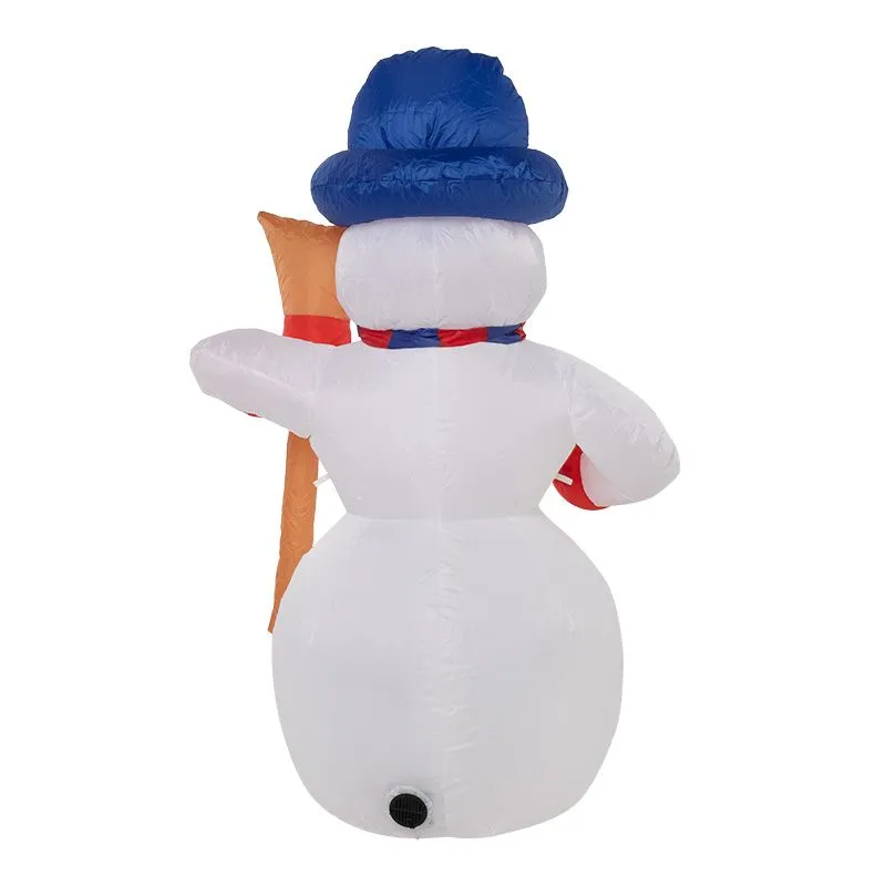 3D фигура надувная Снеговик с метлой, размер 180 см, внутренняя подсветка 4 LED, компрессор с адаптером 12В, IP 65 NEON-NIGHT - Фото 4