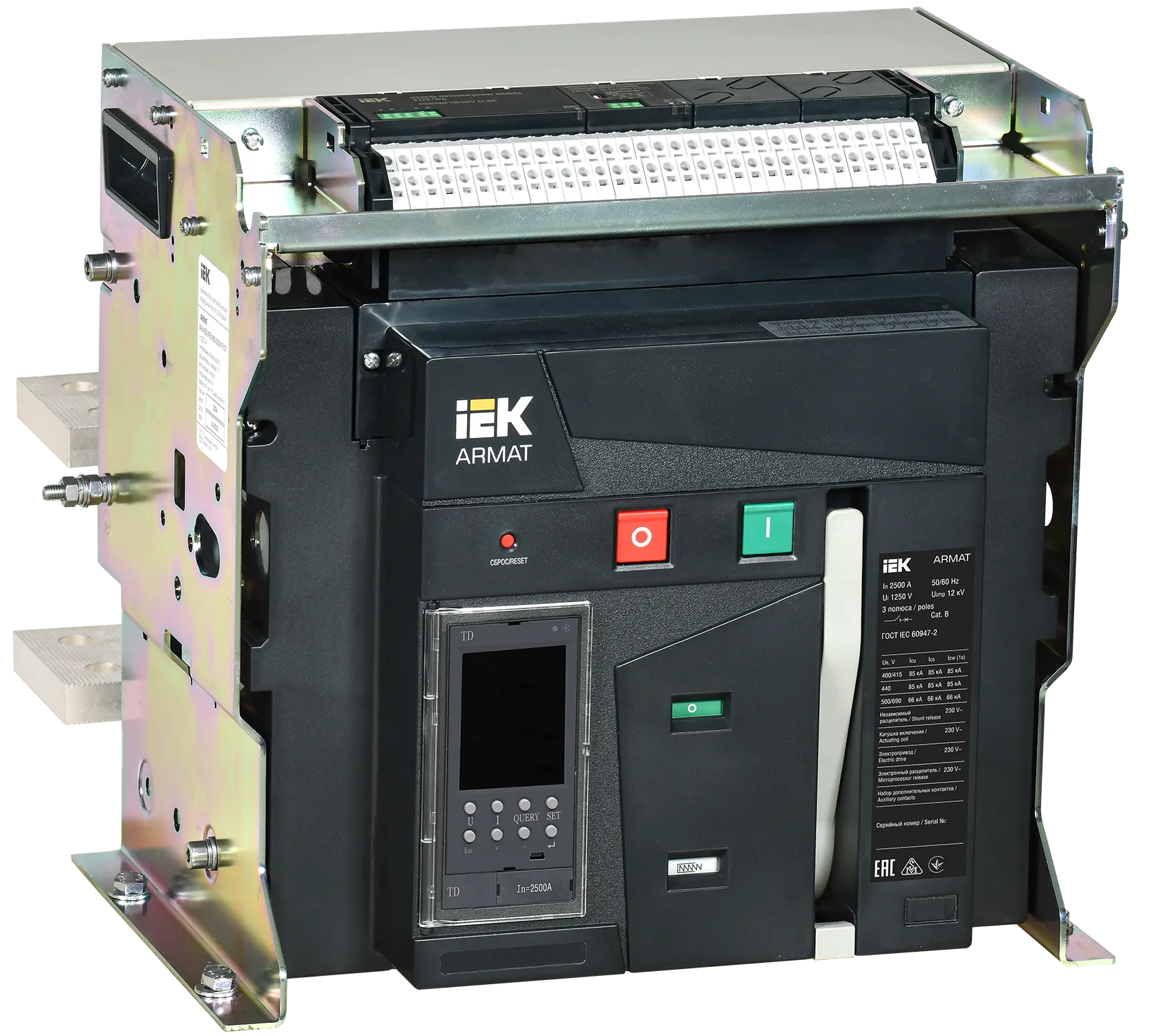 ARMAT Воздушный автоматический выключатель стационарного исполнения 3P типоразмер E 85кА 2500А расцепитель TD с комплектом аксессуаров 220В: мотор при AR-ACB-3FE-085-2500A-TDCF
