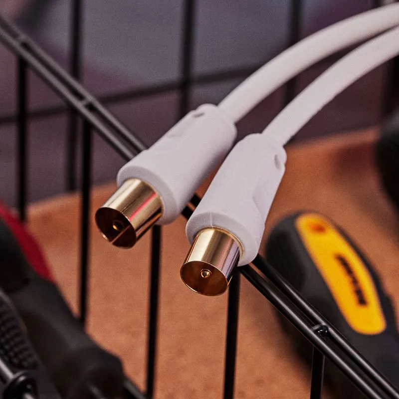 Шнур ТВ гнездо - ТВ штекер, 1,5м, белый REXANT - Фото 5