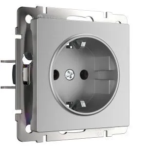 Розетка с заземлением (серебряный) Werkel W1171006