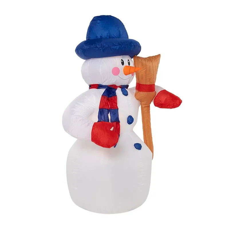 3D фигура надувная Снеговик с метлой, размер 180 см, внутренняя подсветка 4 LED, компрессор с адаптером 12В, IP 65 NEON-NIGHT - Фото 3