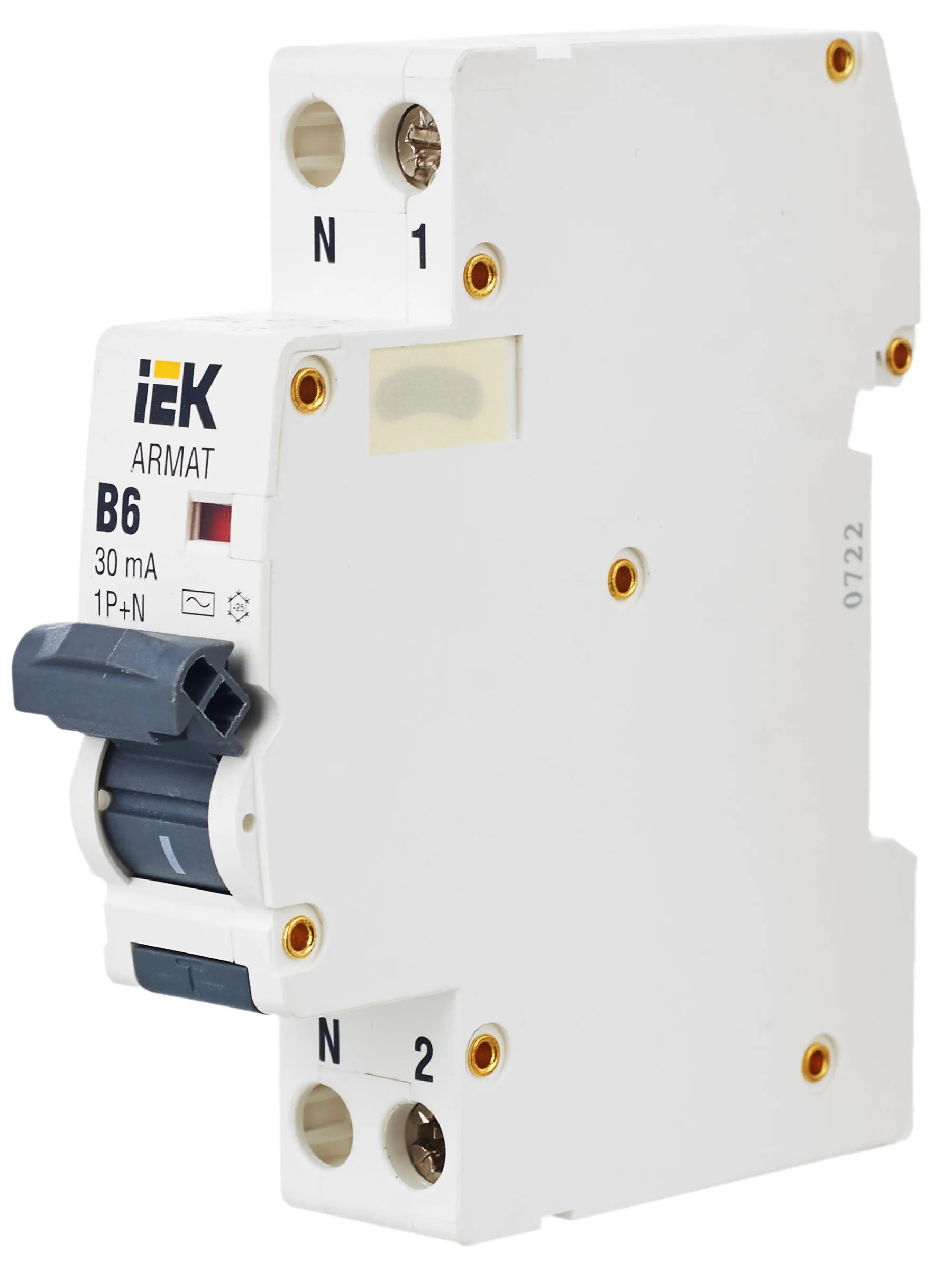 ARMAT Автоматический выключатель дифференциального тока B06S 1P+NP B6 30мА тип AC (18мм) IEK - Фото 5