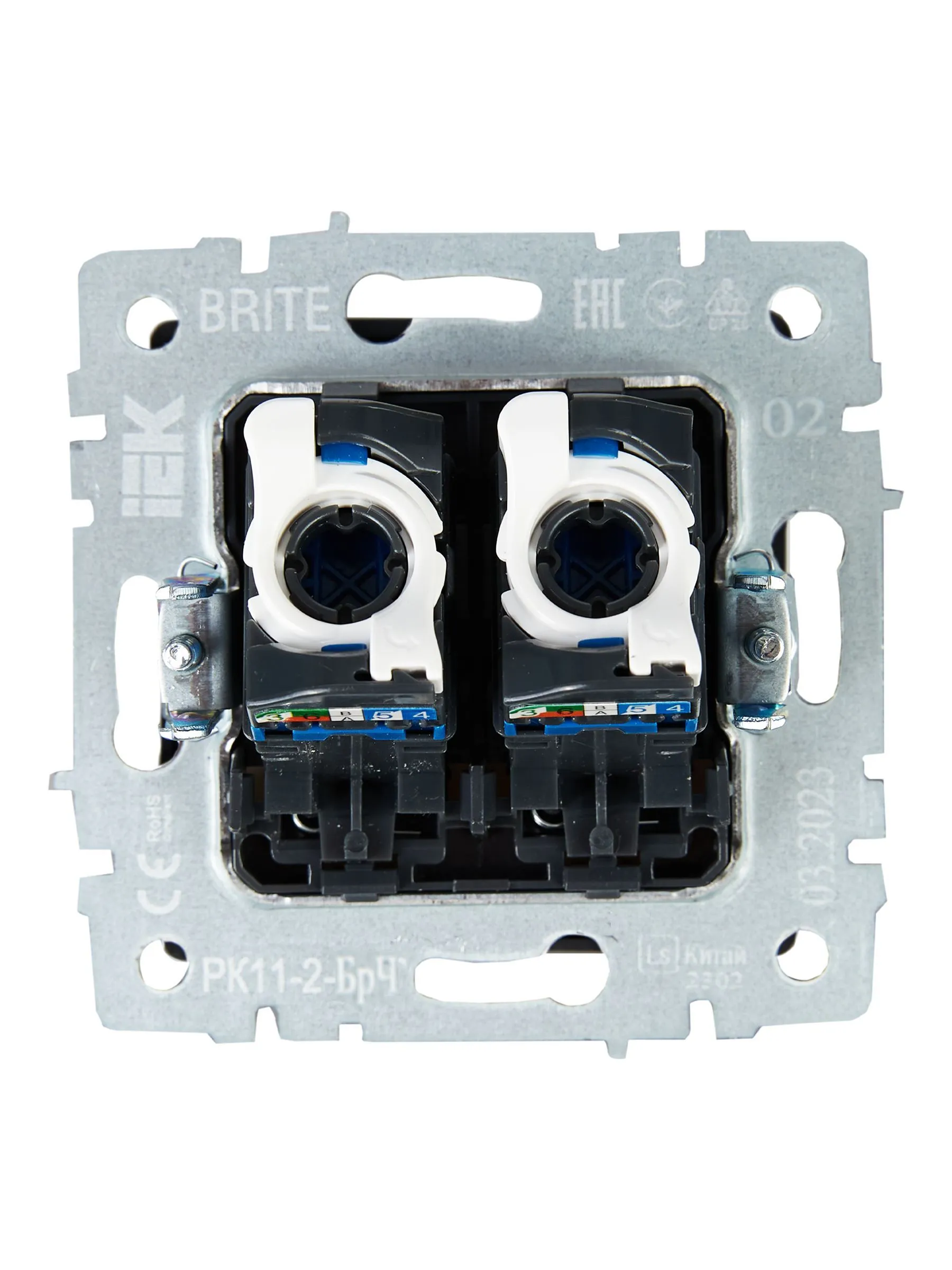BRITE Розетка компьютерная двойная RJ45 кат.6 РК11-2-БрЧ черный IEK - Фото 5
