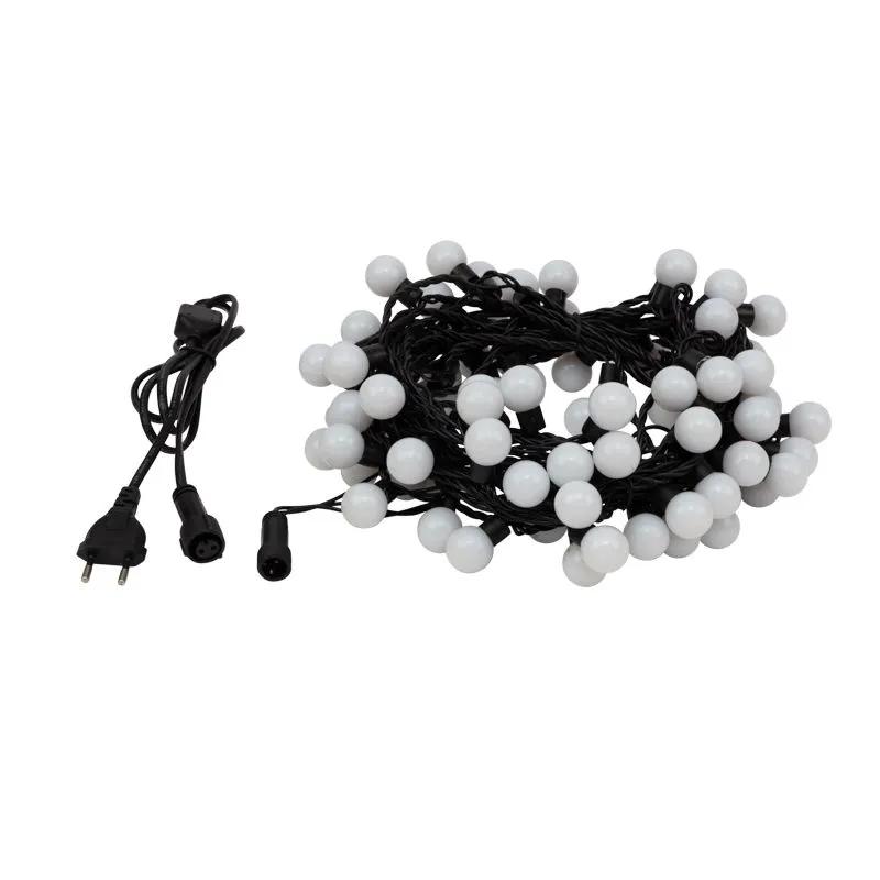 Гирлянда светодиодная Мультишарики Ø23мм 10м 80 LED БЕЛЫЙ черный ПВХ IP65 постоянное свечение 230В нужен блок 303-500 NEON-NIGHT - Фото 4