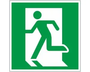 Знак наклейка E01-01 "Выход здесь" (левосторонний) (200х200) EKF an-5-01