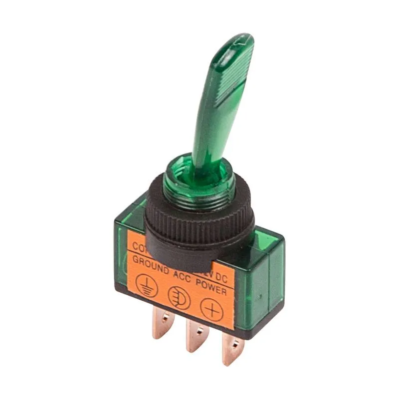 Тумблер 12V 20А (3c) ON-OFF однополюсный с зеленой подсветкой (ASW-13D) REXANT 36-4373
