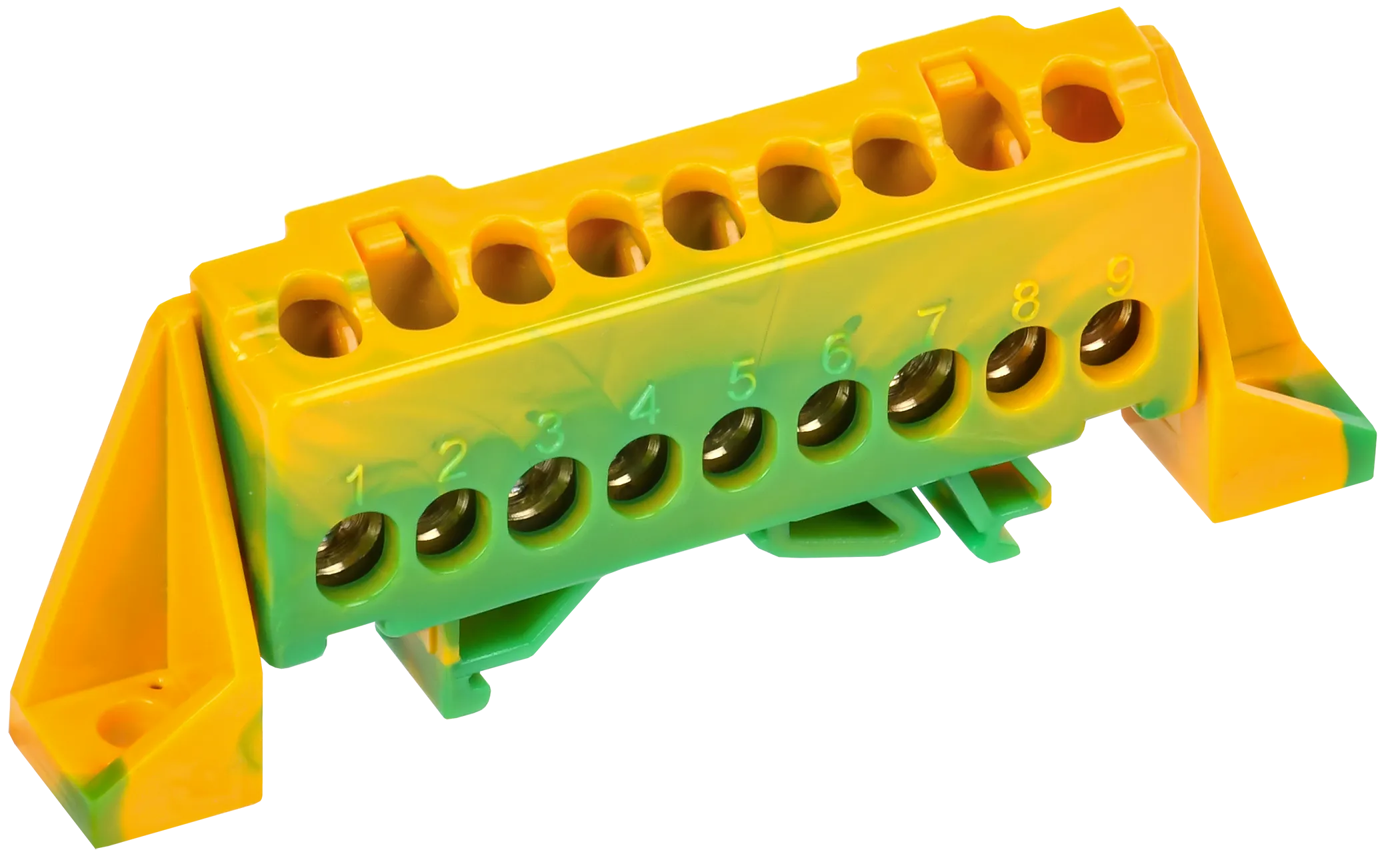 TEKFOR Шина PE "земля" в комбинированном DIN-изоляторе "Стойка" 6х9-9-ЖЗ IEK