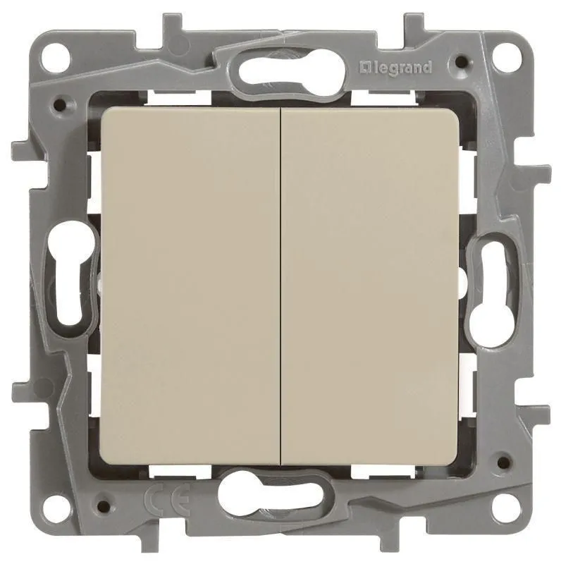 ETIKA Выключатель 2-клавишный с подсветкой/индикацией схема 5L 10АХ безвинтовые зажимы слоновая кость