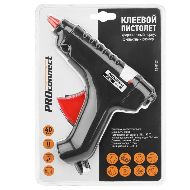 Пистолет клеевой, 40Вт, Ø11мм, блистер PROconnect - Фото 3