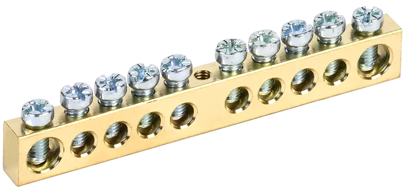 Шина PEN "земля-ноль" 8х12мм 10/1 (10групп/крепеж по центру) IEK