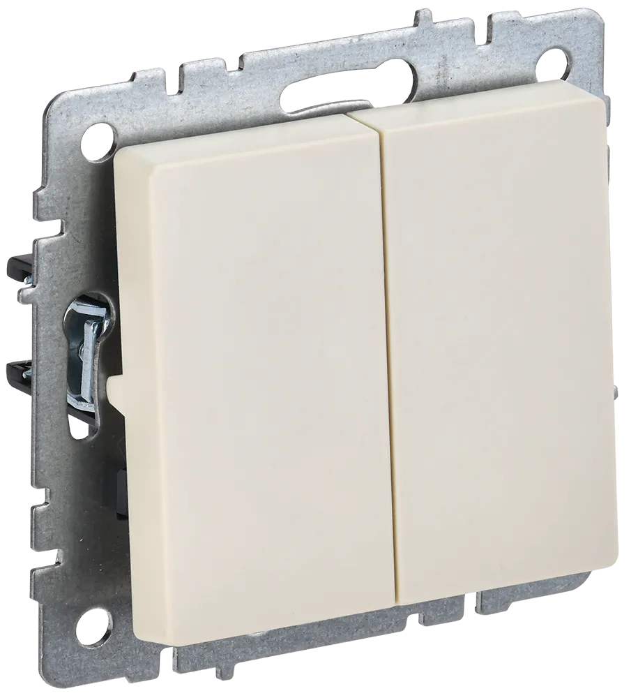 BRITE Выключатель 2-клавишный 10А ВС10-2-0-БрКр бежевый IEK