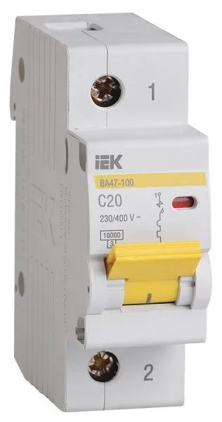 KARAT Автоматический выключатель ВА47-100 1P C 20А 10кА IEK MVA40-1-020-C