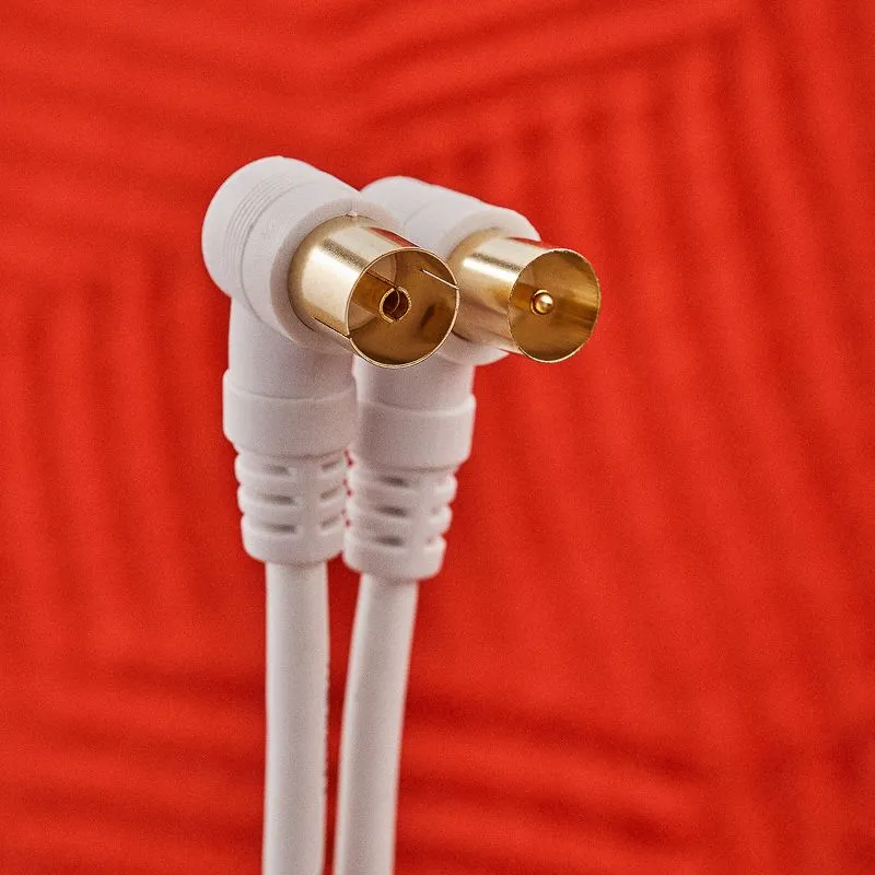 Шнур ТВ гнездо - ТВ штекер, угловой, 1,5м, белый REXANT - Фото 2