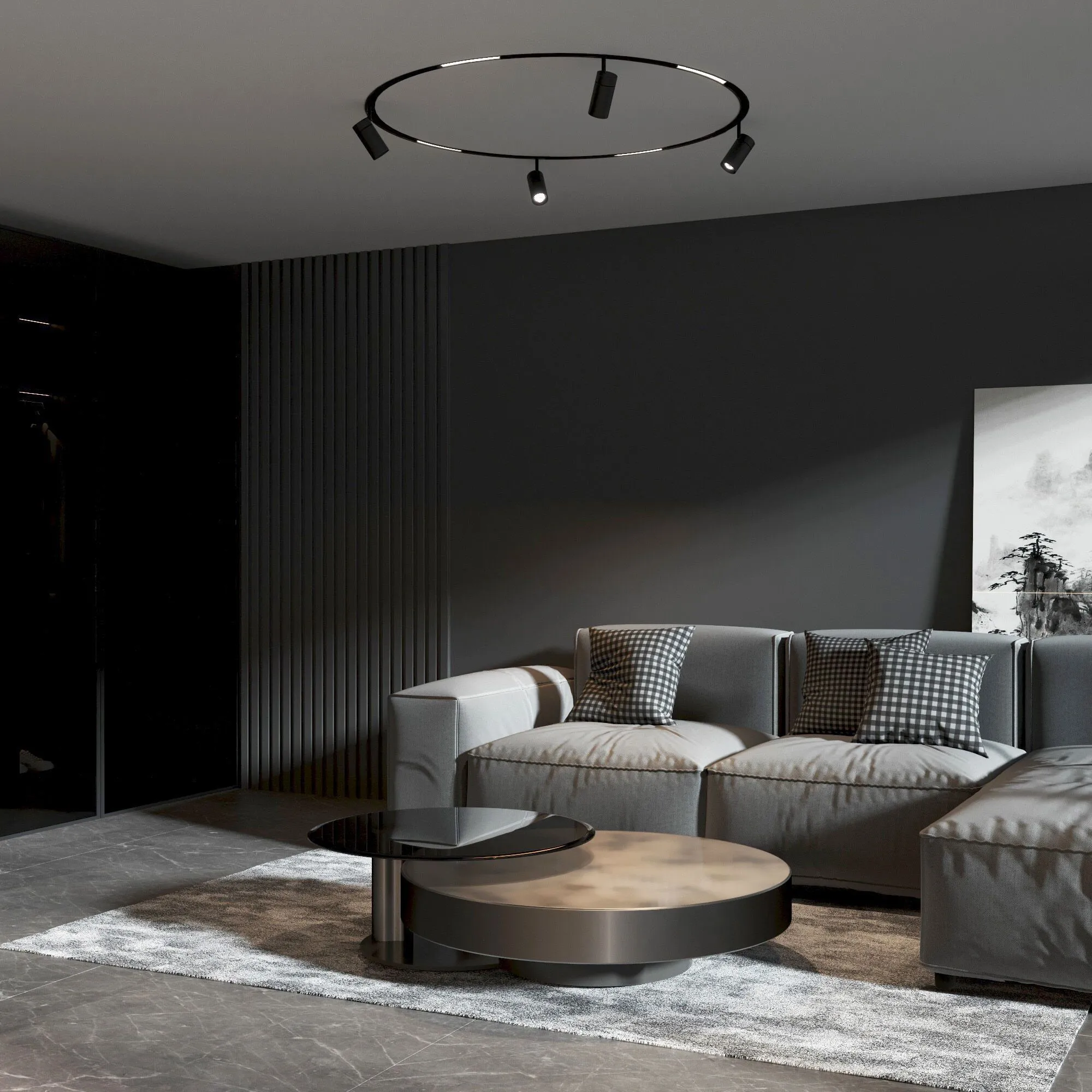 Slim Magnetic Трековый светильник для радиусного шинопровода 8W 4200K Planar чёрный Ø1200мм - Фото 3