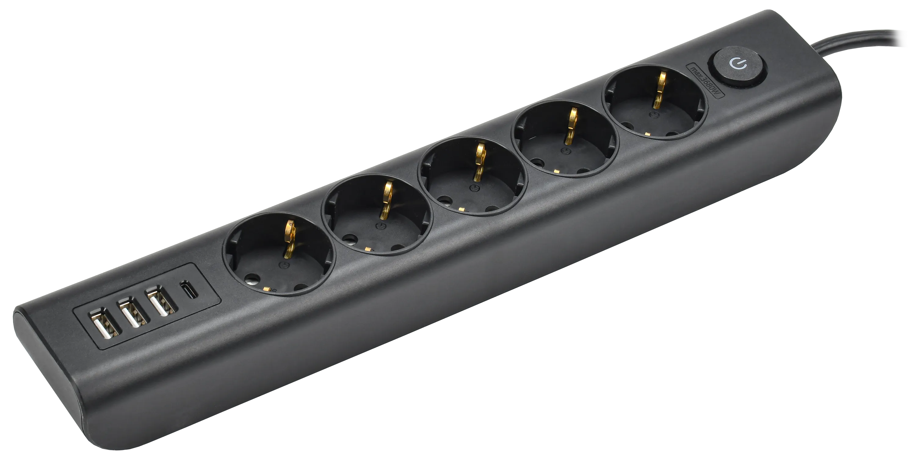 MODERN Удлинитель У05В 5 мест с заземляющим контактом 2м 3х1мм2 16А/250В USBх4 черный IEK