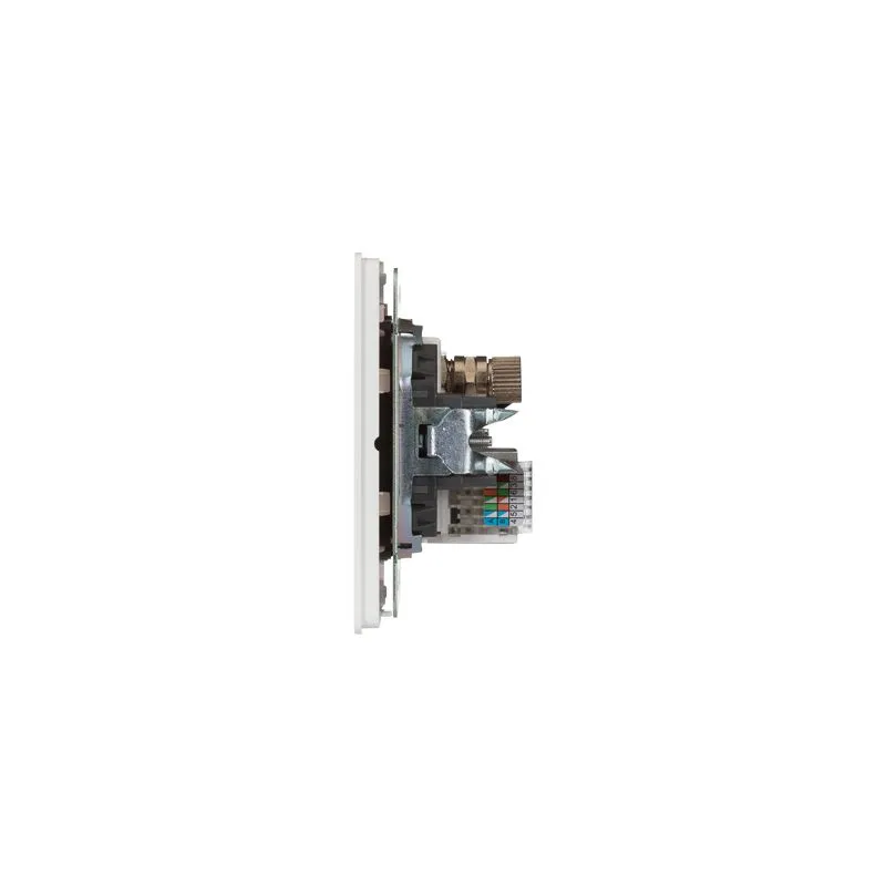 Розетка ROUND компьютерная RJ45 кат6 + TV с/у перламутр KRANZ - Фото 2